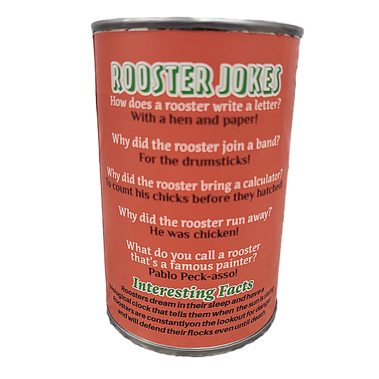 Canned Rooster | Farm Animal Plush w/Jokes