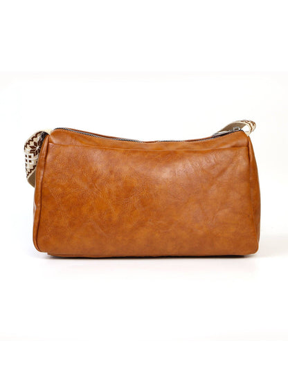 Brown Zipper Crossbody Bag