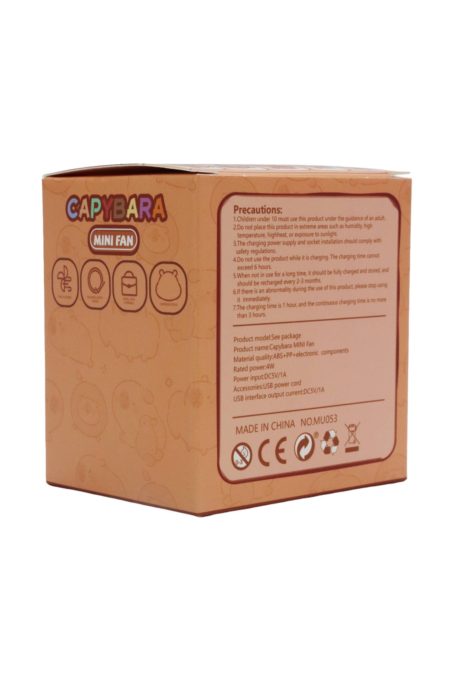 Capybara Neckband Rechargeable Electric Fan