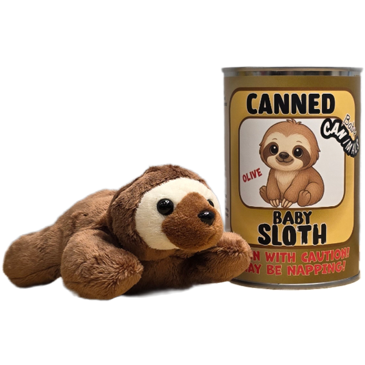 Canned Baby Sloth | Stuffed Mini Sloth Plush w/Jokes
