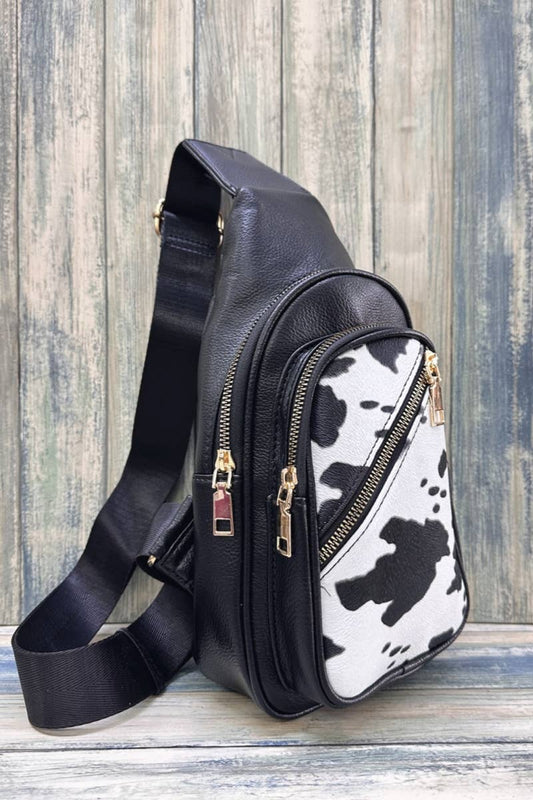 COW PRINT CROSSBODY SLING BAG PURSE