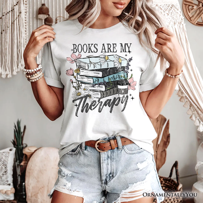 Books Are My Therapy Floral Vintage T-Shirt, Bookworms Tee