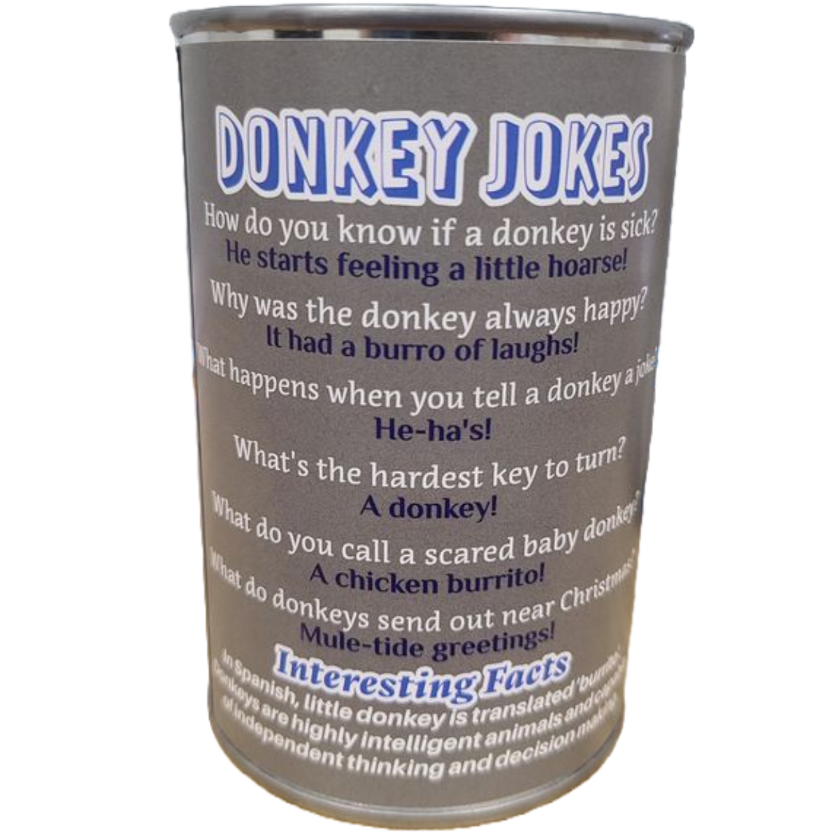 Canned Donkey | Stuffed Animal Zoo Plush w/Jokes