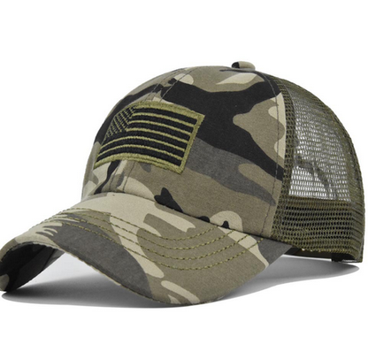 Camo USA Flag 4th of july Baseball Cap