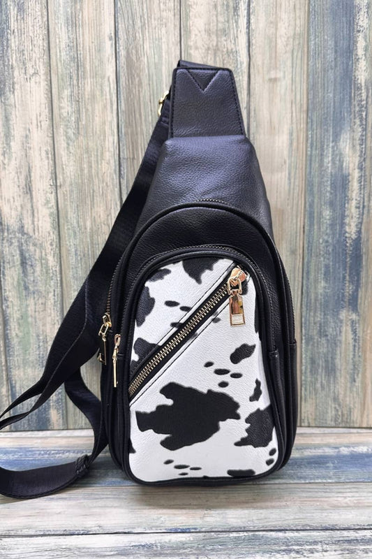 COW PRINT CROSSBODY SLING BAG PURSE