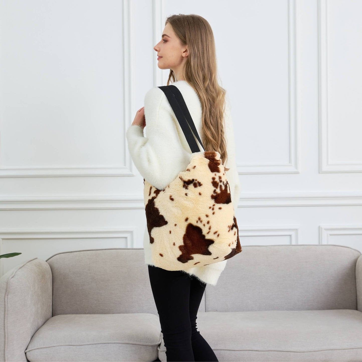 Rodeo Brown Cow Print Sherpa Throw Blanket & Tote Bag Set