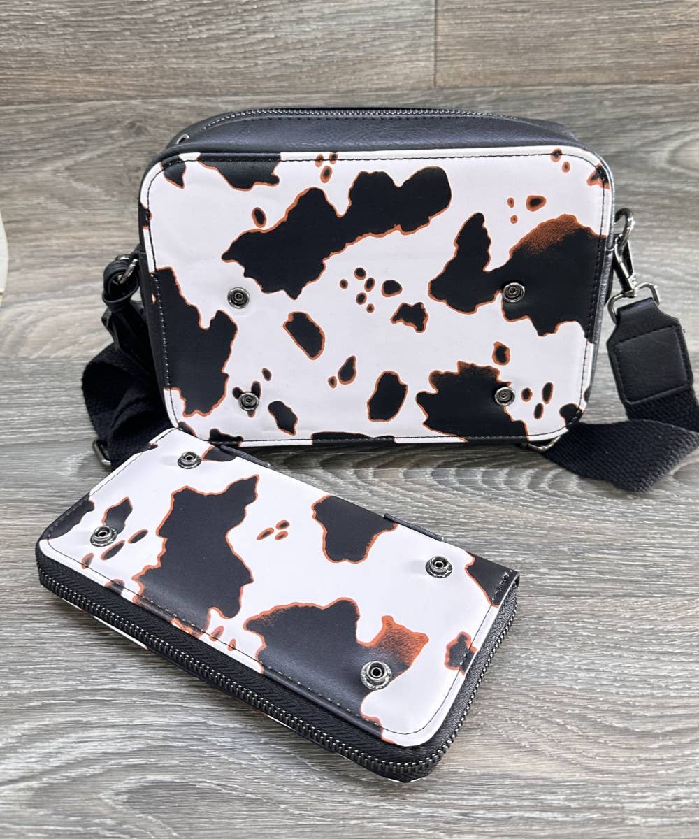 COW CROSSBODY HANDBAG PURSE WALLET