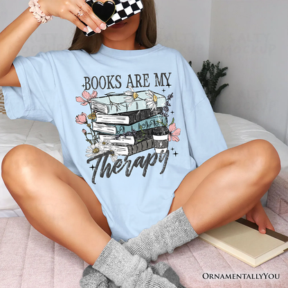 Books Are My Therapy Floral Vintage T-Shirt, Bookworms Tee