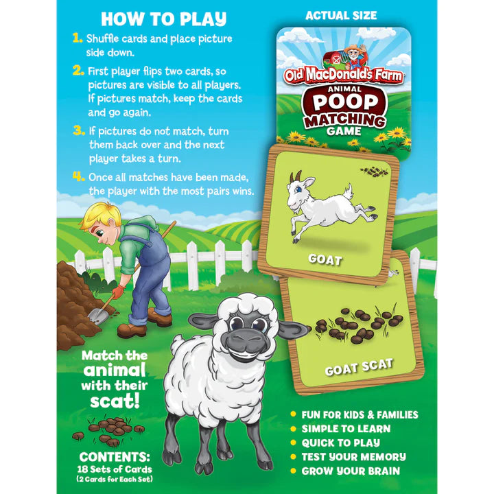 OLD MACDONALS'S FARM ANIMAL POOP MATCHING GAME