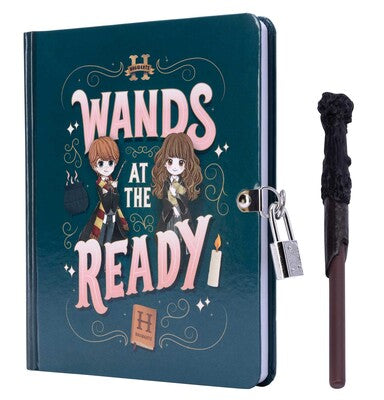 HARRY POTTER WANDS AT THE READY DIARY WITH LOCK