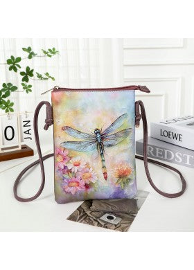 DRAGONFLY & FLOWERS CROSSBODY