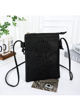 SUNFLOWER DIE CUT BLACK CROSSBODY