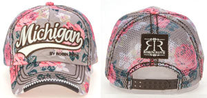 MICHIGAN GRAY/PINK BASEBALL HAT