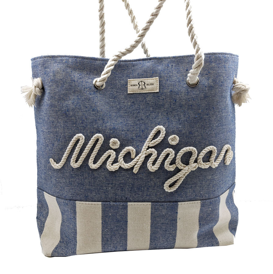 MICHIGAN BLUE ROPE LARGE TOTE BAG