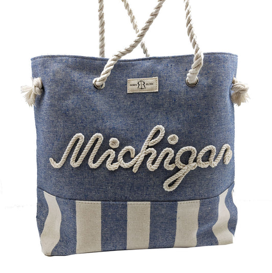 MICHIGAN BLUE ROPE LARGE TOTE BAG