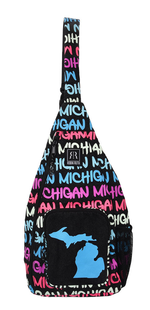 MICHIGAN TEXT SLING BACKPACK