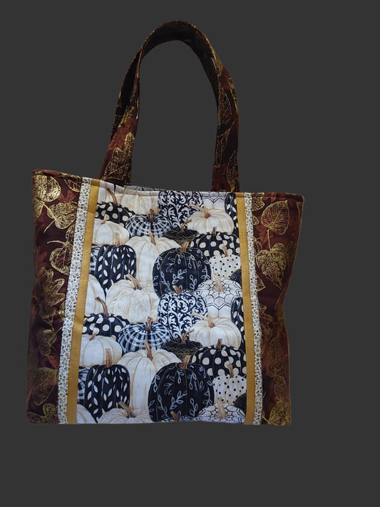 BLACK & WHITE PUMPKINS HOMEMADE BAG