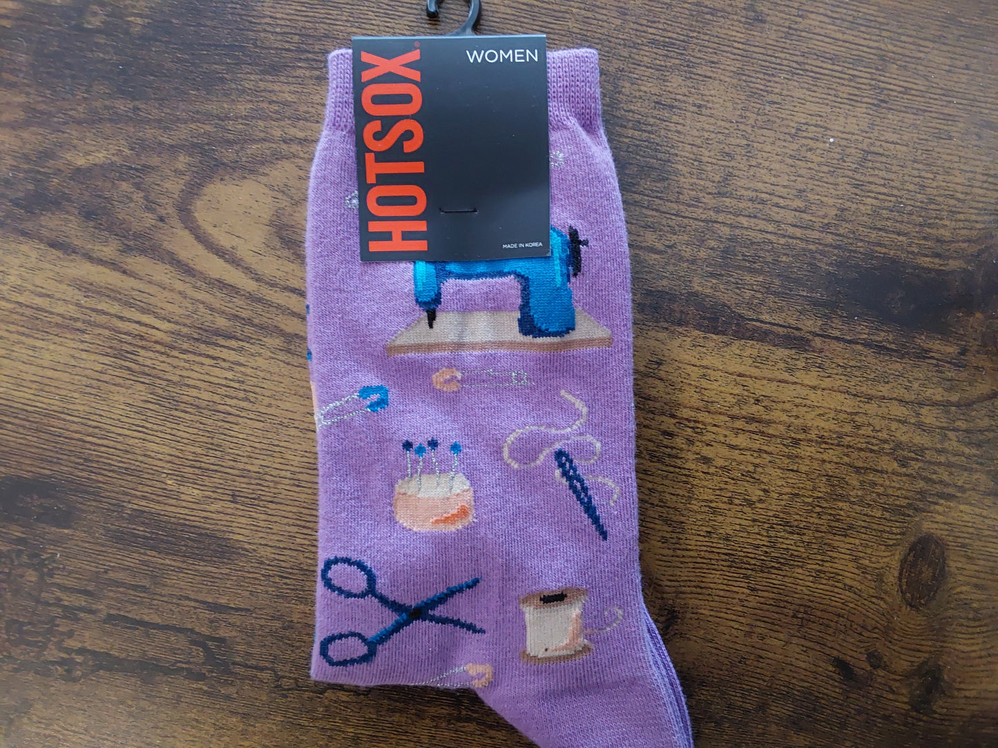 SEWING PURPLE SOCKS