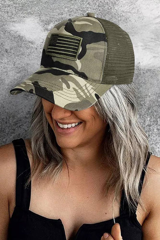 Camo USA Flag 4th of july Baseball Cap